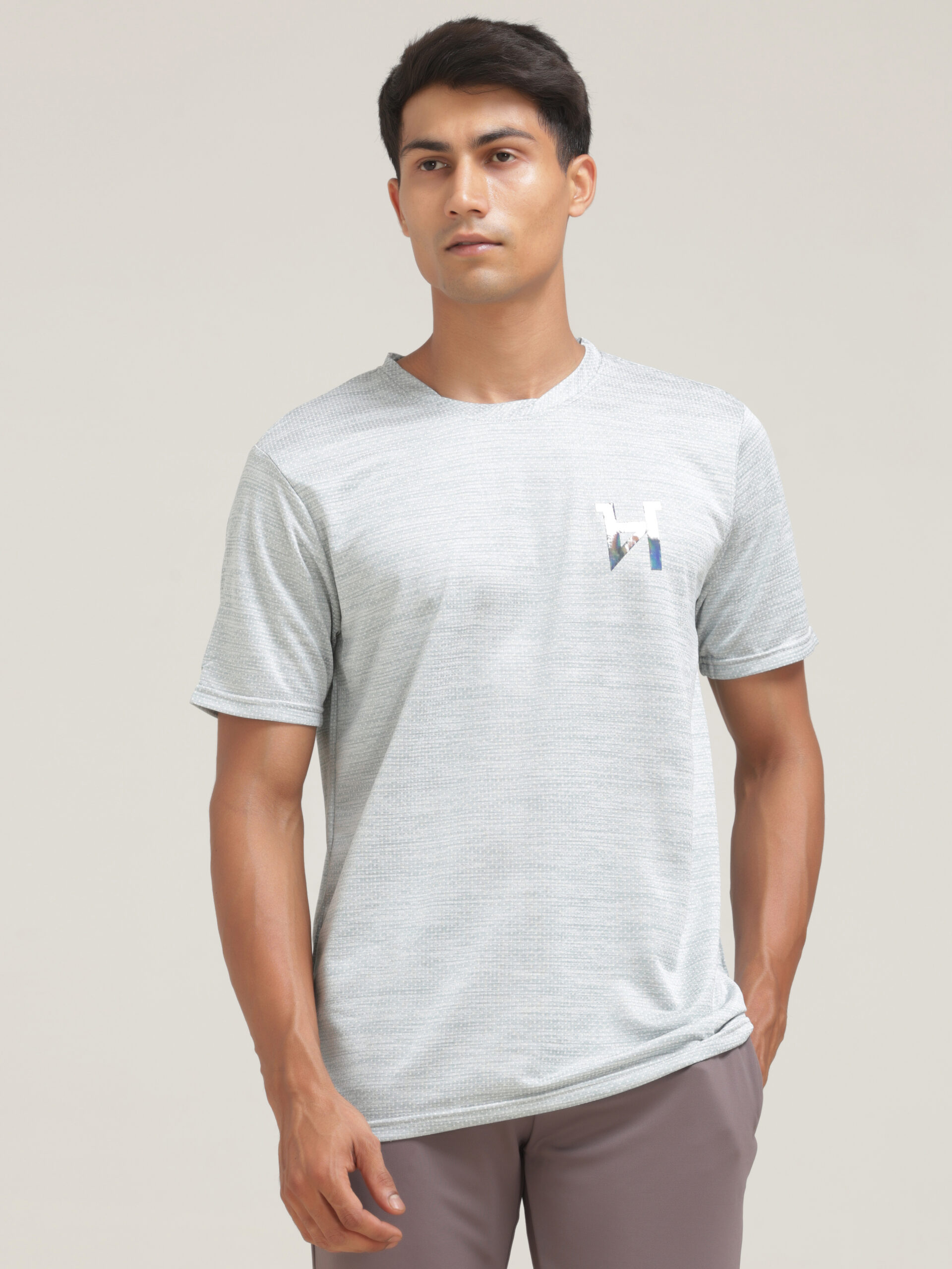 Half Sleeves Light Gray T-Shirt