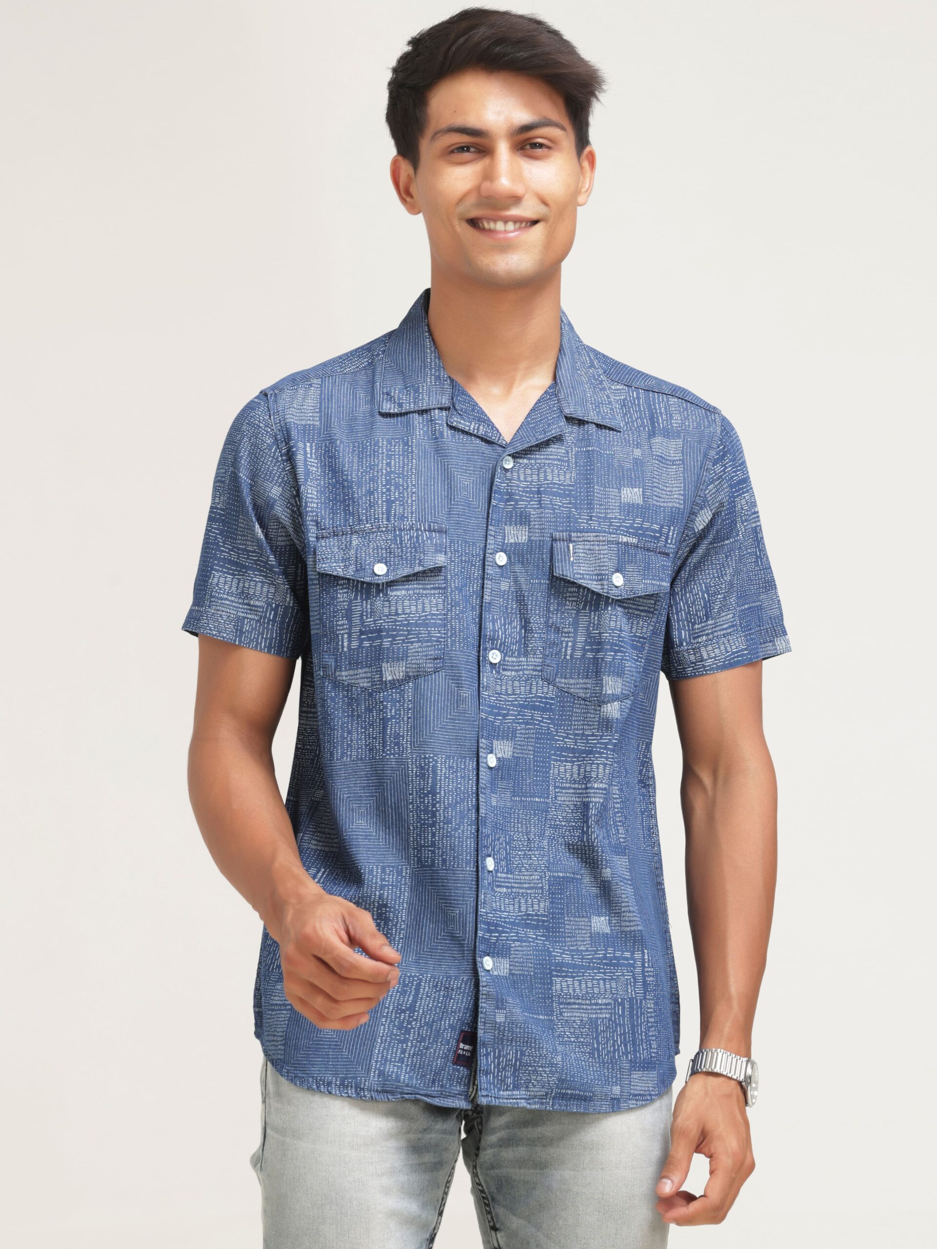 Half-Sleeve Blue Shirt
