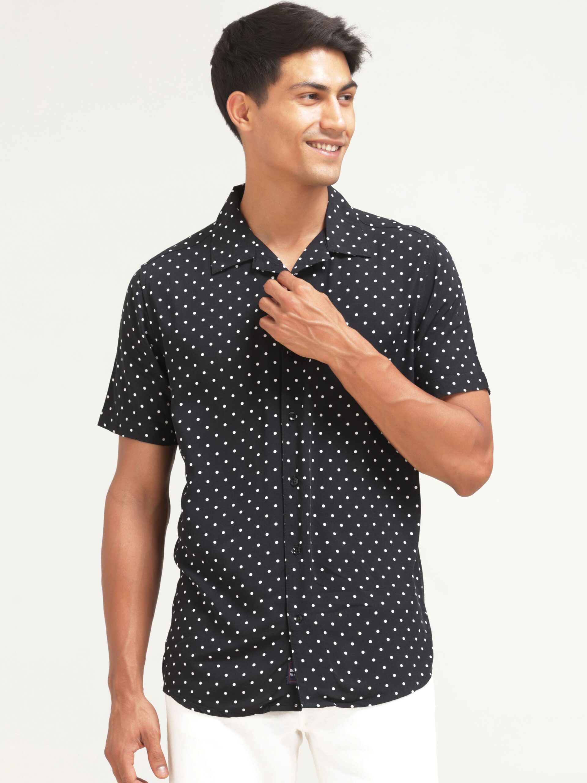 Half-Sleeve Black Shirt Regular Fit