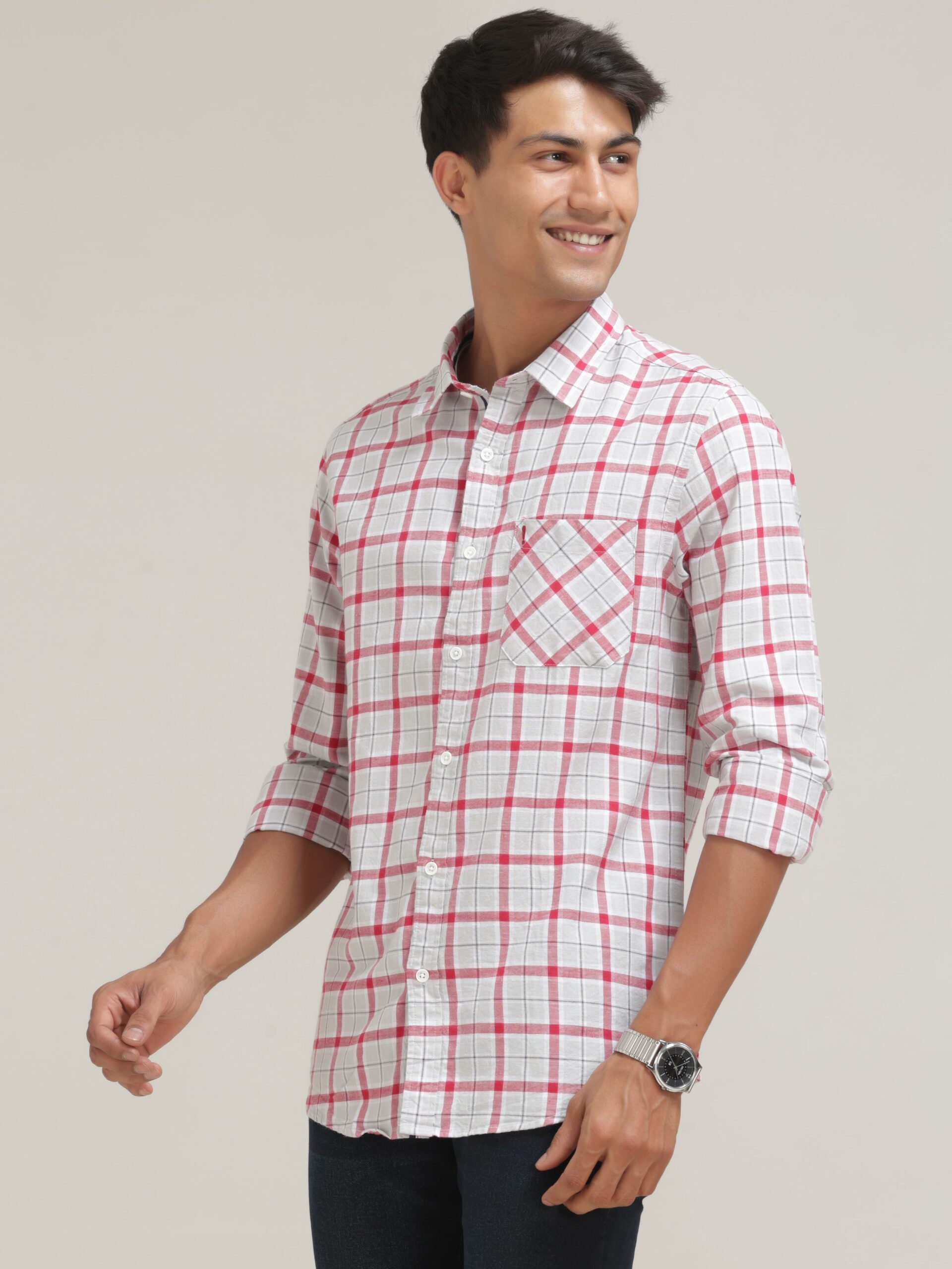 Full-Sleeve Red Shirt Regular Fit