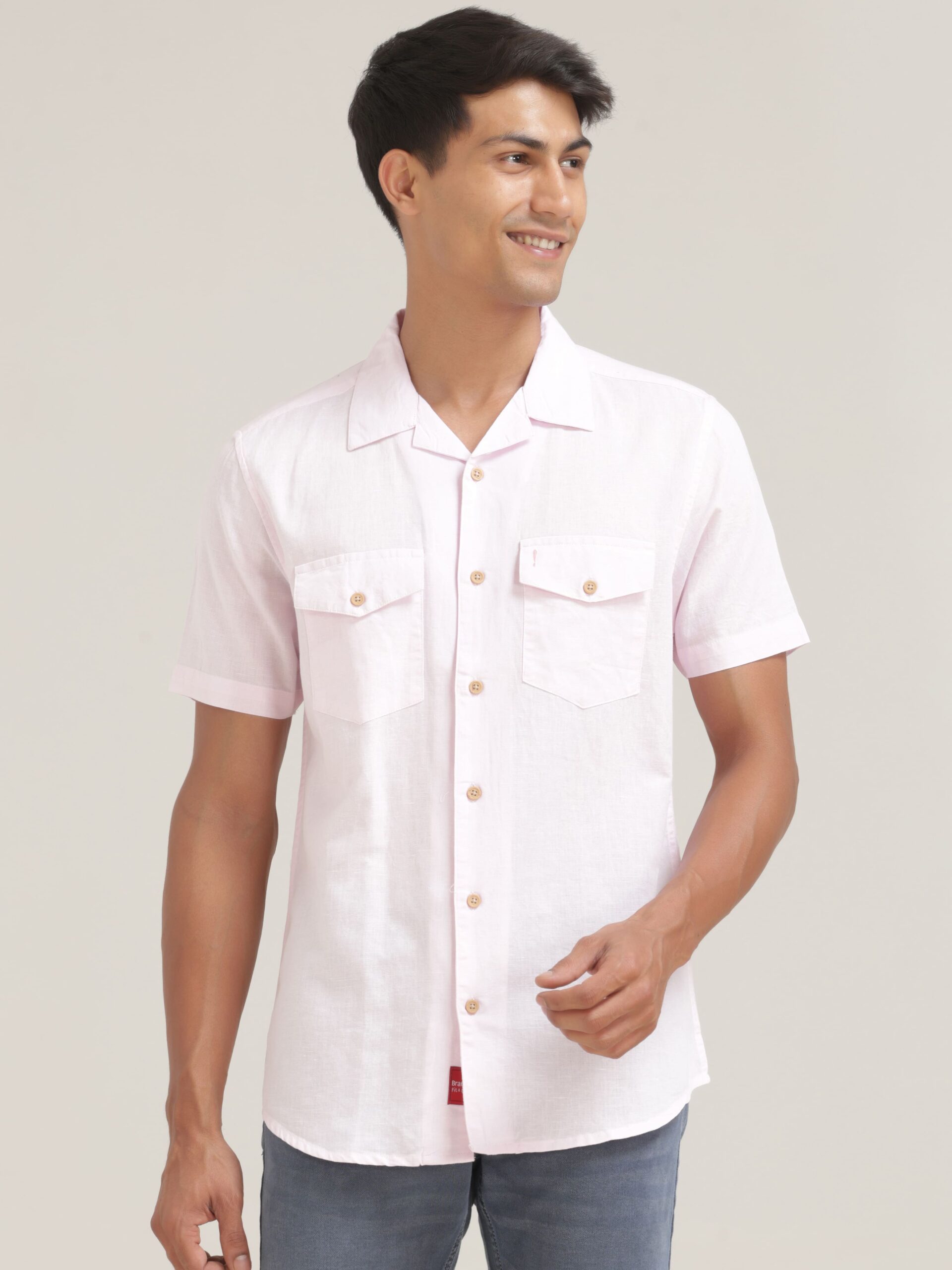 Half-Sleeve Pink Shirt Regular Fit