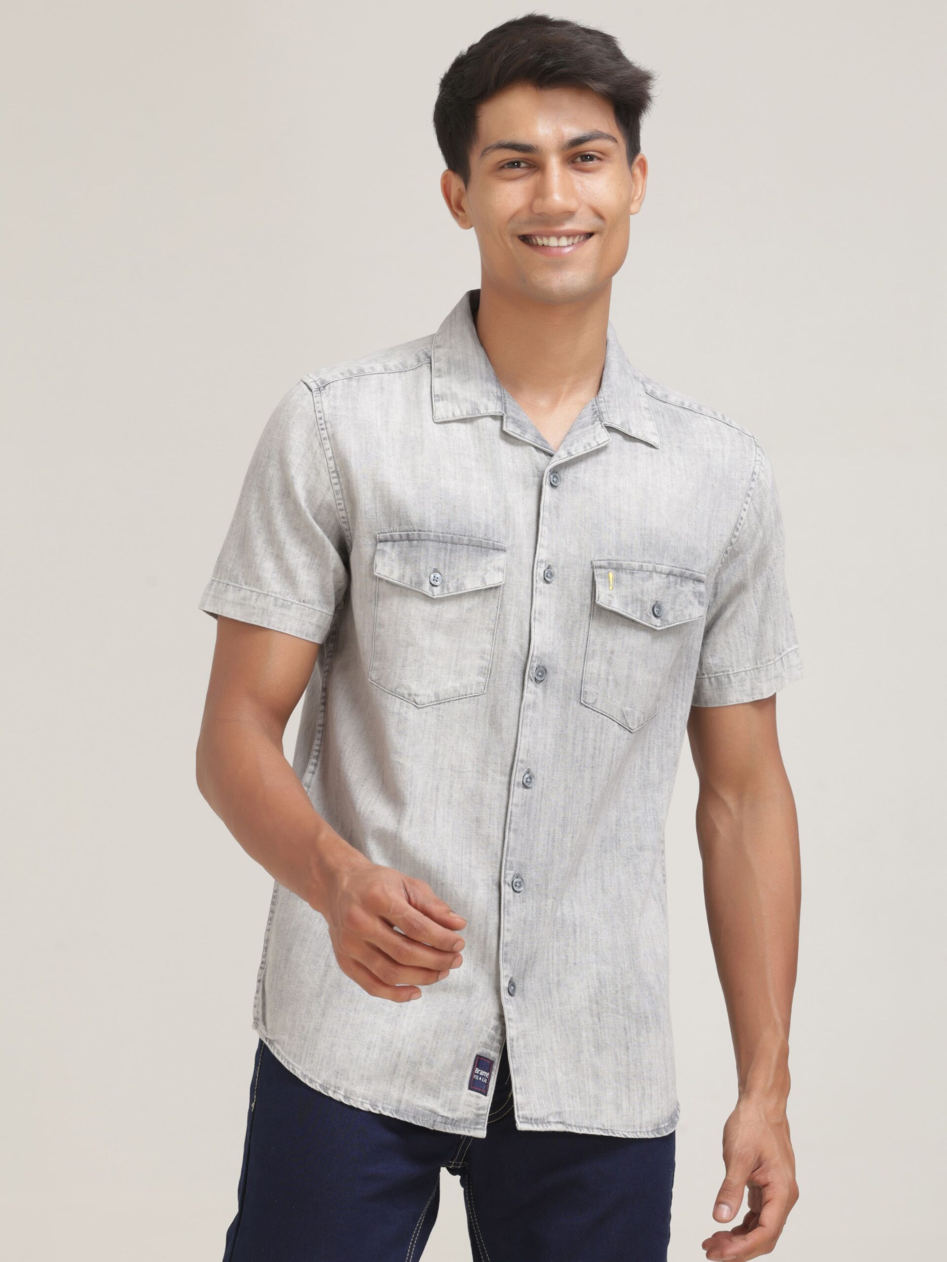 Half-Sleeve Grey Shirt Regular Fit